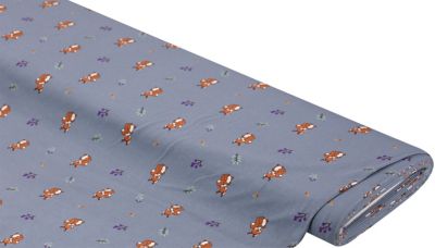 Tissu jersey en coton « écureuils », bleu jeans/multicolore