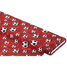 Tissu jersey de coton « football », rouge/multicolore