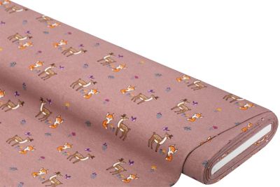 Tissu jersey en coton « cerf & renard », mauve/multicolore