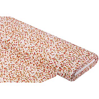 Tissu crêpe en viscose « mini flowers », blanc/rouge