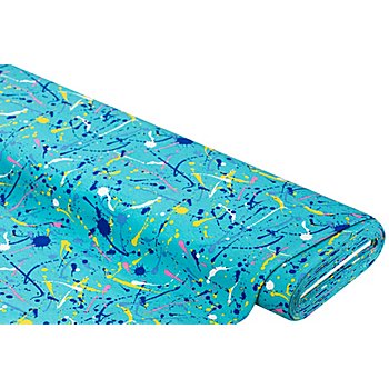 Tissu sweat / French Terry « Graffiti », turquoise/multicolore