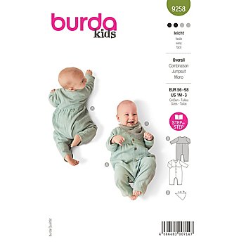 burda Schnitt 9258 'Overall & Halstuch' für Babys & Kleinkinder