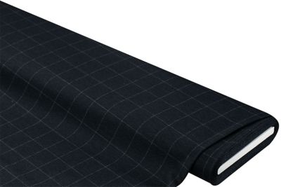 Tissu jersey romanite à carreaux, bleu nuit chiné