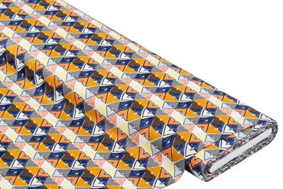 Tissu en coton extensible « triangles », multicolore