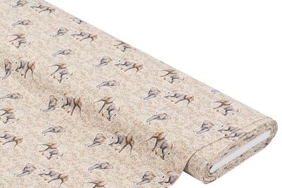 Tissu jersey de coton « éléphants », blanc/marron
