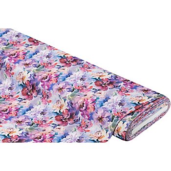 Elastik-Jersey 'Blumen' für Sportswear, lila/pink/blau
