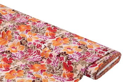 Javanaise "fleurs", orange/rose vif