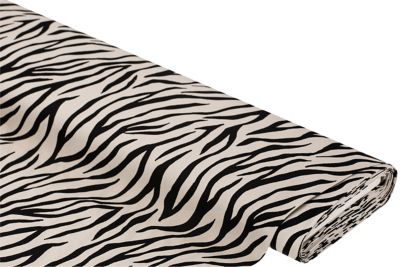 Tissu coton extensible "zèbre", nature/noir