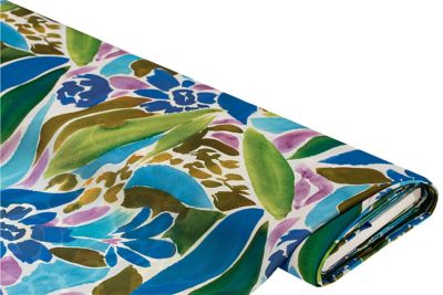 Tissu satin pour chemisiers "aquarelle", bleu/vert/violet