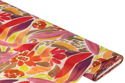 Tissu satin pour chemisiers "aquarelle", rouge/olive/fuchsia