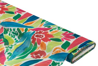 Tissu satin pour chemisiers "aquarelle", rose/vert/orange