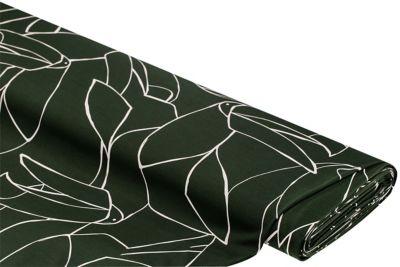 Tissu jersey de coton "abstrait", vert sapin / blanc
