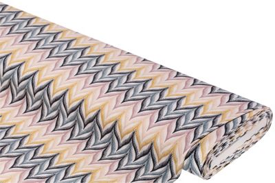 Tissu jersey de coton "zigzag" avec élasthanne, blanc délavé