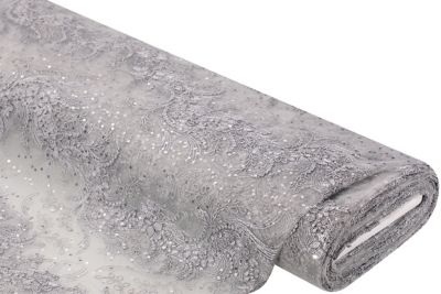 Tissu dentelle à paillettes, gris