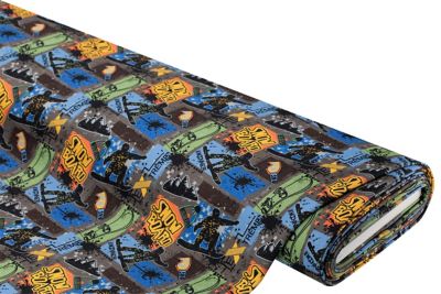 Tissu sweat "snowboard", gris/coloré