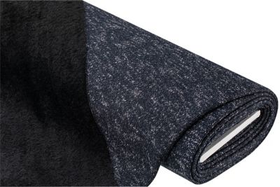 Doubleface Strickstoff mit Fellimitat-Rückseite | blau-meliert/schwarz | Bastelbedarf | buttinette