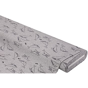 Baumwolljersey 'Wale' mit Elasthan, grau-color