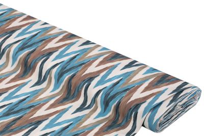 Tissu pour chemisiers "zigzag", bleu/taupe