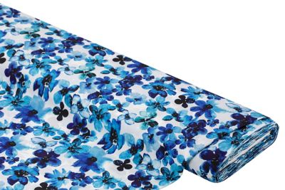 Tissu pour chemisiers "petites fleurs", bleu/coloré