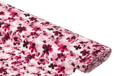 Tissu en polyester "petites fleurs", mauve/coloré