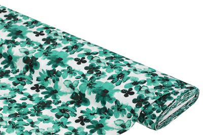 Tissu pour chemisiers "petites fleurs", pétrole/coloré
