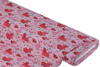 Baumwolljersey "Herzen" mit Elasthan | rosa/pink | Bastelbedarf | buttinette