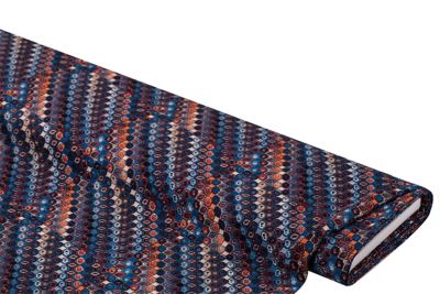 Tissu viscose pour chemisiers / javanaise "graphisme", bleu/multicolore
