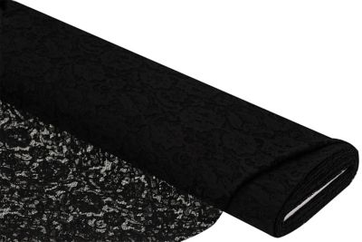 Tissu dentelle "ramage de fleurs", noir