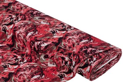 Tissu effet froissé "batik" avec viscose, rouge/coloré