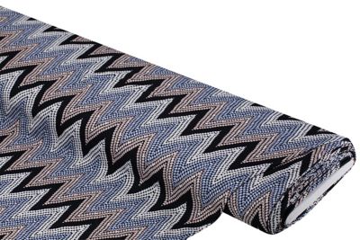 Tissu jersey élastique "zigzag", bleu/coloré