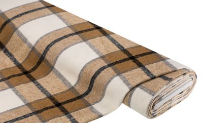 Tissu pour manteaux en flanelle "carreaux", marron/coloré