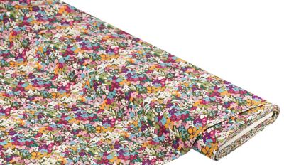 Tissu viscose / javanaise "fleurs", multicolore