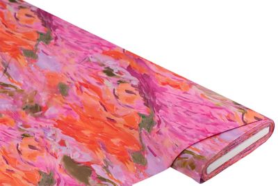 Tissu viscose / Javanaise "trendy", orange/rose