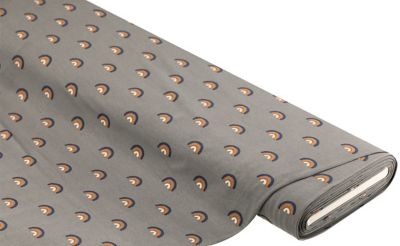 Tissu jersey de coton "arc-en-ciel" avec élasthanne, gris/coloré