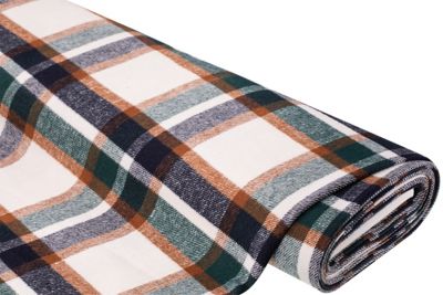 Tissu pour manteaux en flanelle "carreaux", marron/bleu