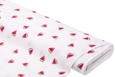 Musselin/Doppel-Gaze 'Wassermelone', weiß-color