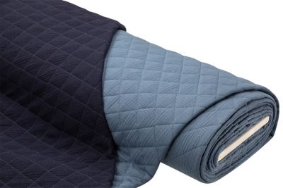 Tissu mousseline double face matelassé, bleu jeans/bleu foncé