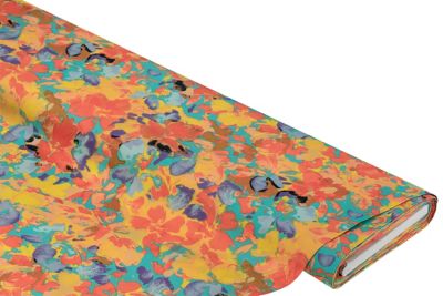 Tissu coton pour blouses 'fleurs', orange/coloré