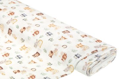 Musselin/Doppel-Gaze 'Sweet friends', weiß-color