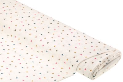 Musselin/Doppel-Gaze 'Herzchen', wollweiß-color