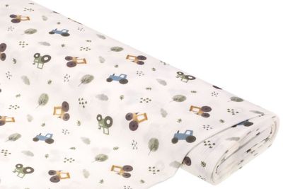 Musselin/Doppel-Gaze 'Traktor', wollweiß-color