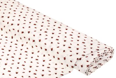 Musselin/Doppel-Gaze 'Marienkäfer', wollweiß-color