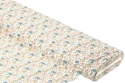 Musselin/Doppel-Gaze 'Wiesenblumen', weiß-color