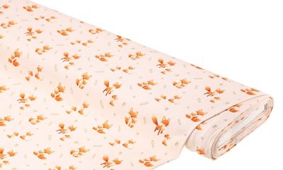 Baumwoll-Jersey-Digitaldruck „Füchse“ mit Elasthan, natur-color