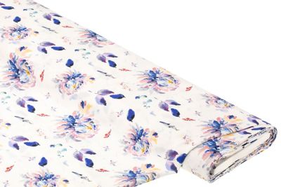 Viskose-Blusenstoff/Javanaise 'Blumen', weiß-color