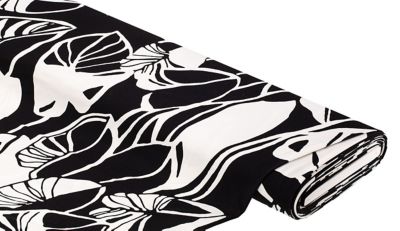 Tissu jersey de viscose 'fleur', noir/blanc