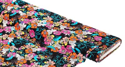 Viskose-Jersey 'Blumen', schwarz-color