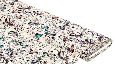 Viskose-Blusenstoff / Javanaise 'Blumen', natur-color