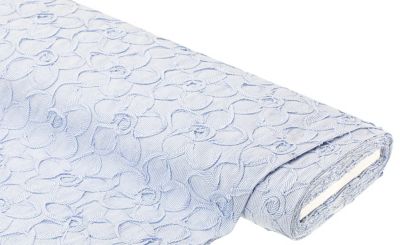 3D-Blusenstoff 'Blumen', hellblau/weiß