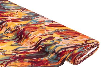 Viskose-Jersey 'Modern', senf/terra/petrol